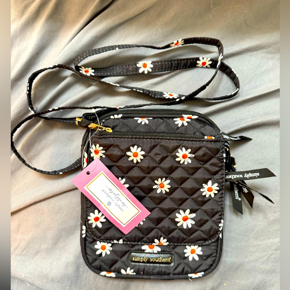 Simply Southern Black Daisy Crossbody Bag